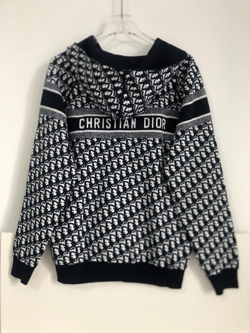 Dior ディオール ニットセーター　ネービーブルー　フーディ　超美品 両面用