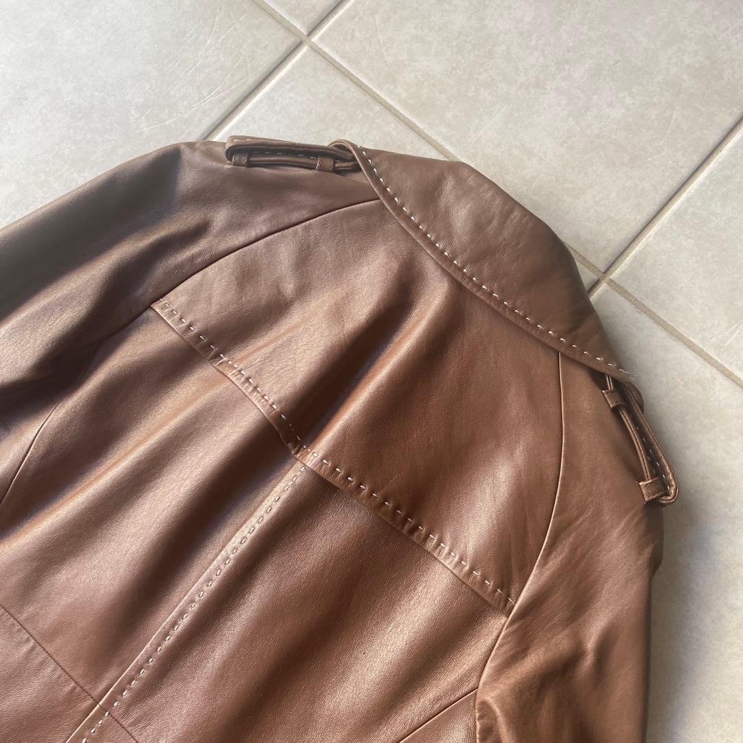 DKNY ラムレザー　トレンチコート　ブラウン