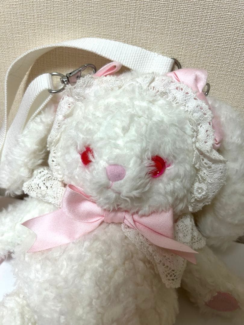BABY うさくみゃポシェット オフ白×ピンクリボン