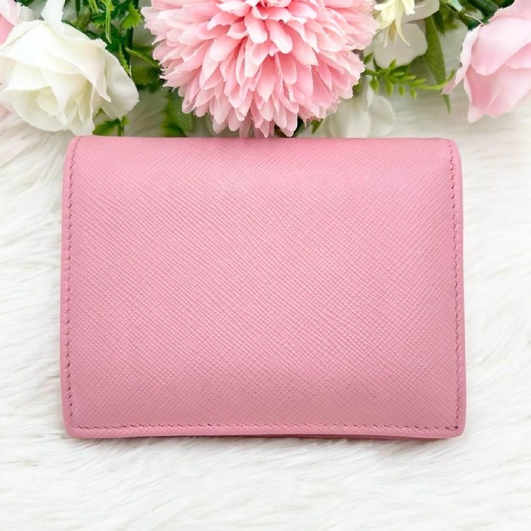 RFID搭載✨PRADA 二つ折り財布 サフィアーノレザー ピンク マルチカラー