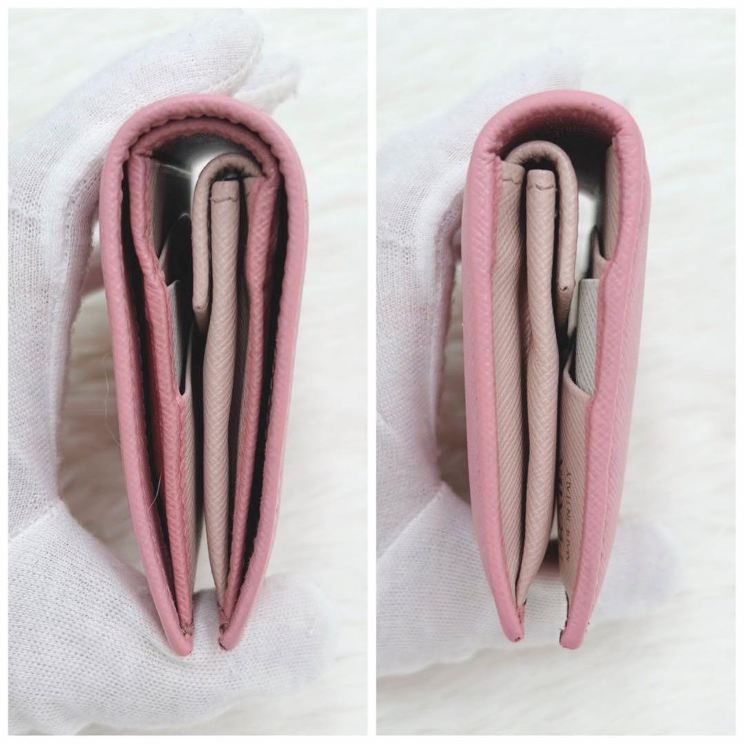 RFID搭載✨PRADA 二つ折り財布 サフィアーノレザー ピンク マルチカラー