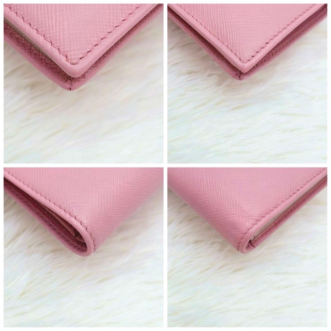 RFID搭載✨PRADA 二つ折り財布 サフィアーノレザー ピンク マルチカラー