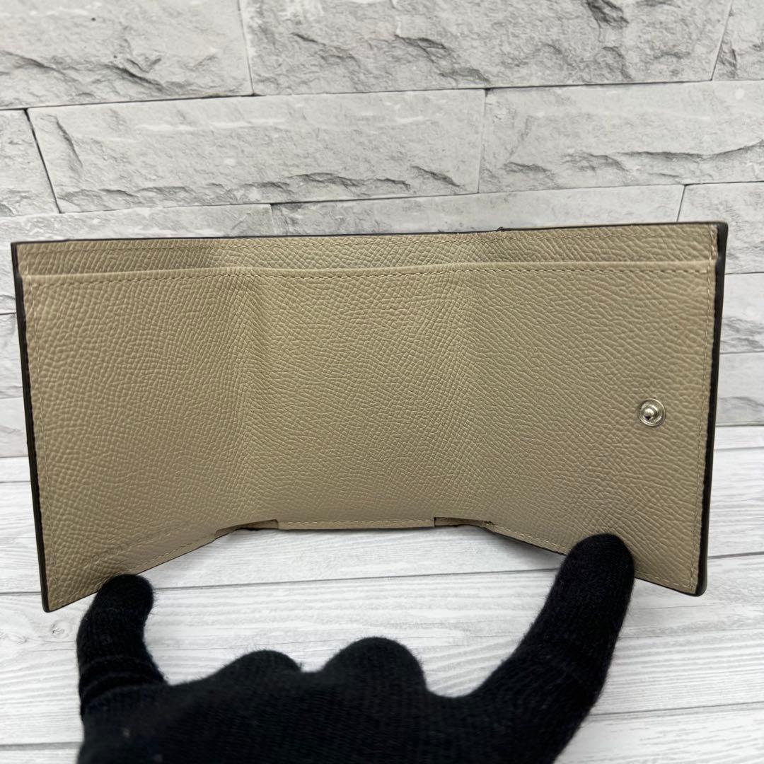 【美品】ボナベンチュラ 三つ折り財布 スモール ウォレット ベージュ　レザー