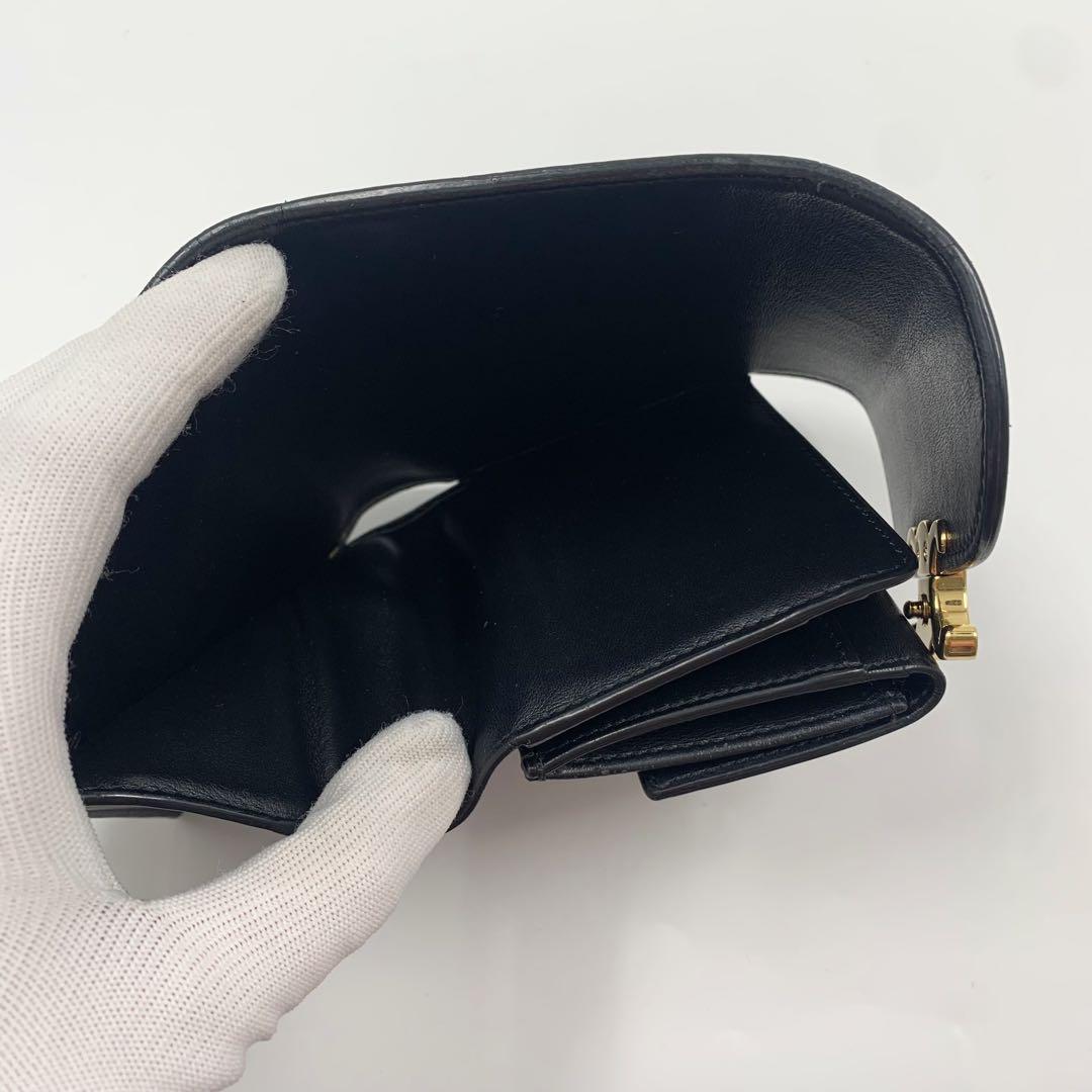 【✨極美品✨】セリーヌ トリオンフ 三つ折り財布 レザー ブラック