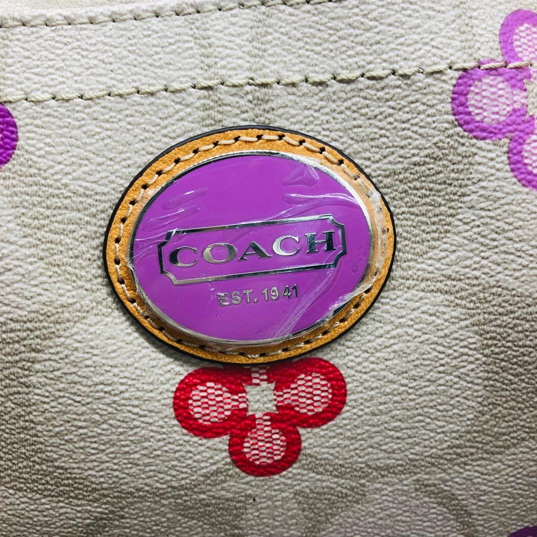 コーチ　2WAY ボストンバッグ　F77377 花柄　シグネチャー　美品