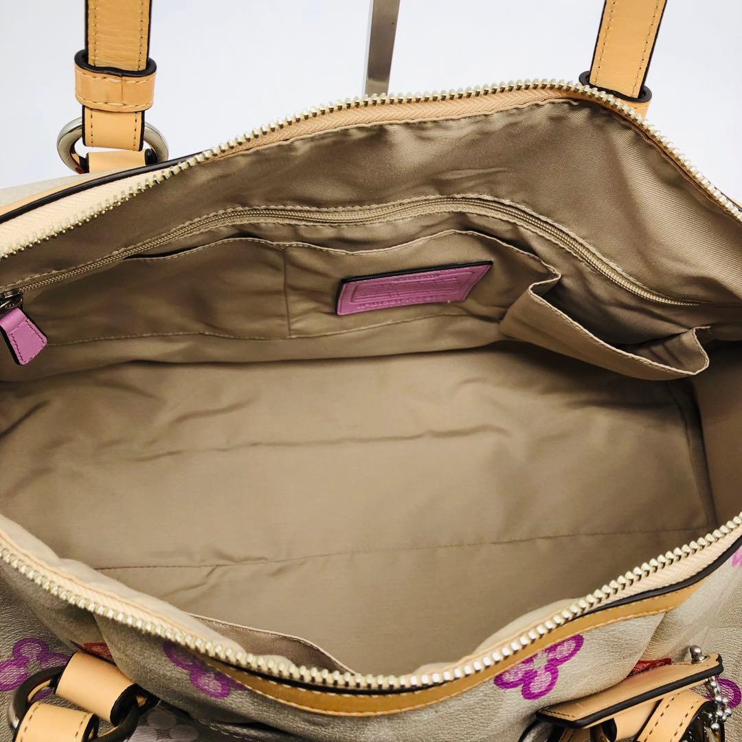 コーチ　2WAY ボストンバッグ　F77377 花柄　シグネチャー　美品