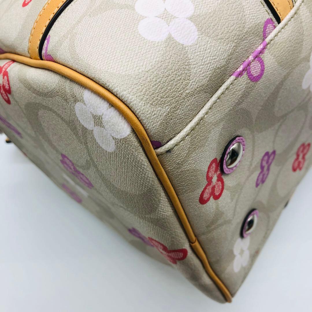 コーチ　2WAY ボストンバッグ　F77377 花柄　シグネチャー　美品
