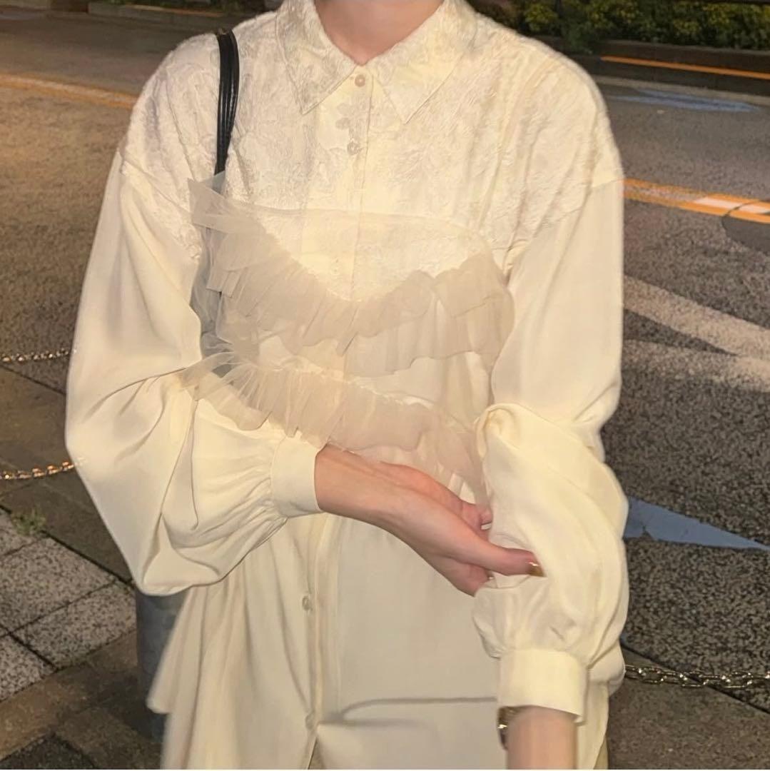 トップス eaphi TULLE ASYMMETRY FRILL CAMISOLE