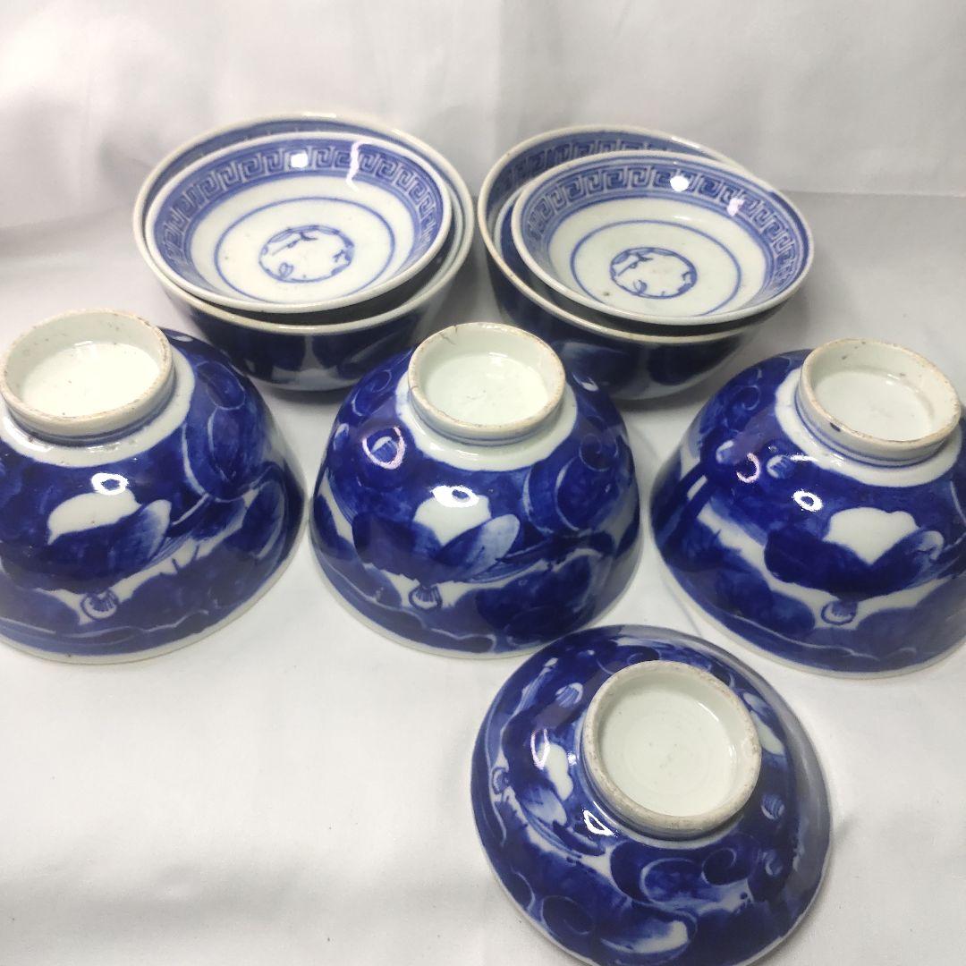 古伊万里焼 蓋付茶碗5客 明治骨董 手作り 旧家蔵出し アンティーク 陶芸品