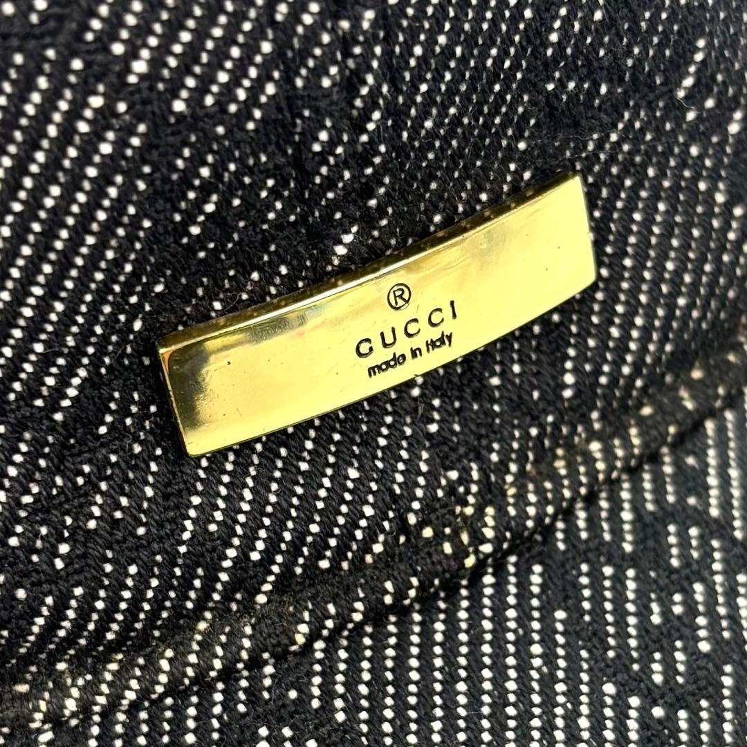 GUCCI キャップ　GG ブラックデニム ロゴプレート M