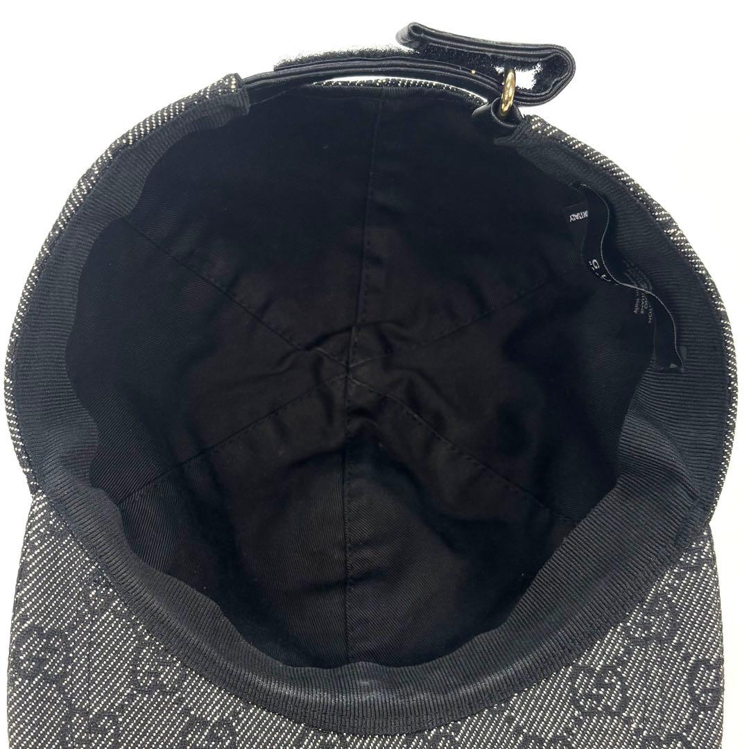 GUCCI キャップ　GG ブラックデニム ロゴプレート M