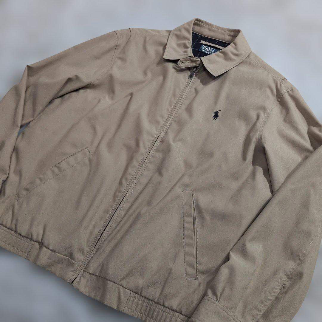 美品★ポロ ラルフローレン スイングトップ L ベージュ 裏地チェック柄