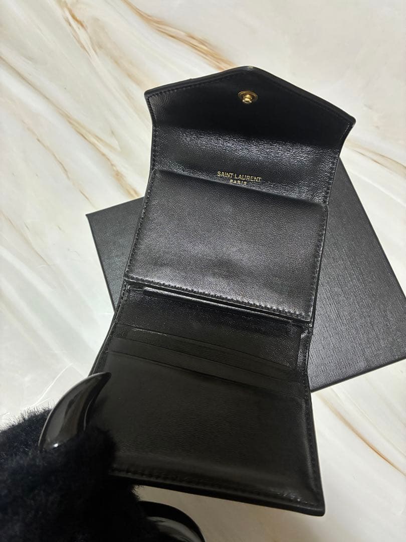 SAINT LAURENT ギャビー ブラック コンパクト 三つ折り財布