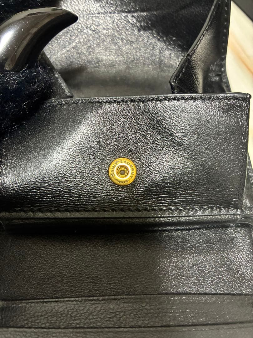 SAINT LAURENT ギャビー ブラック コンパクト 三つ折り財布