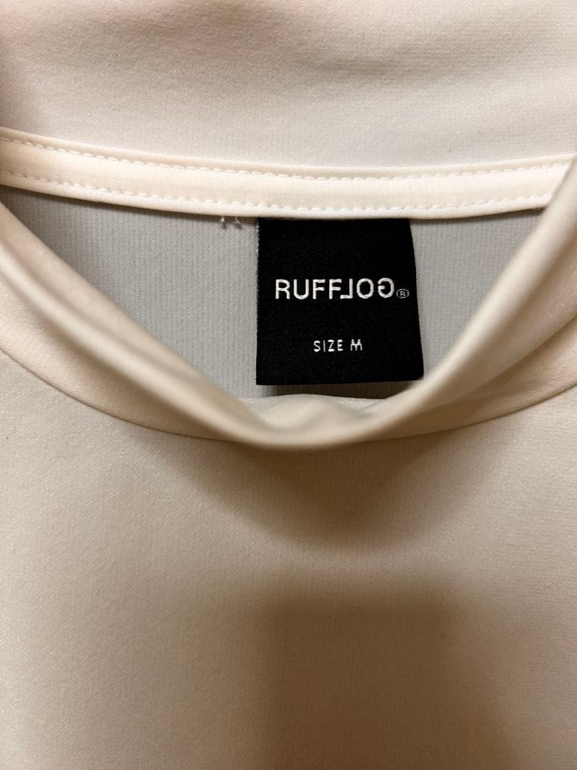 RUFFLOG ホワイトシャツ バックプリント　モックネック
