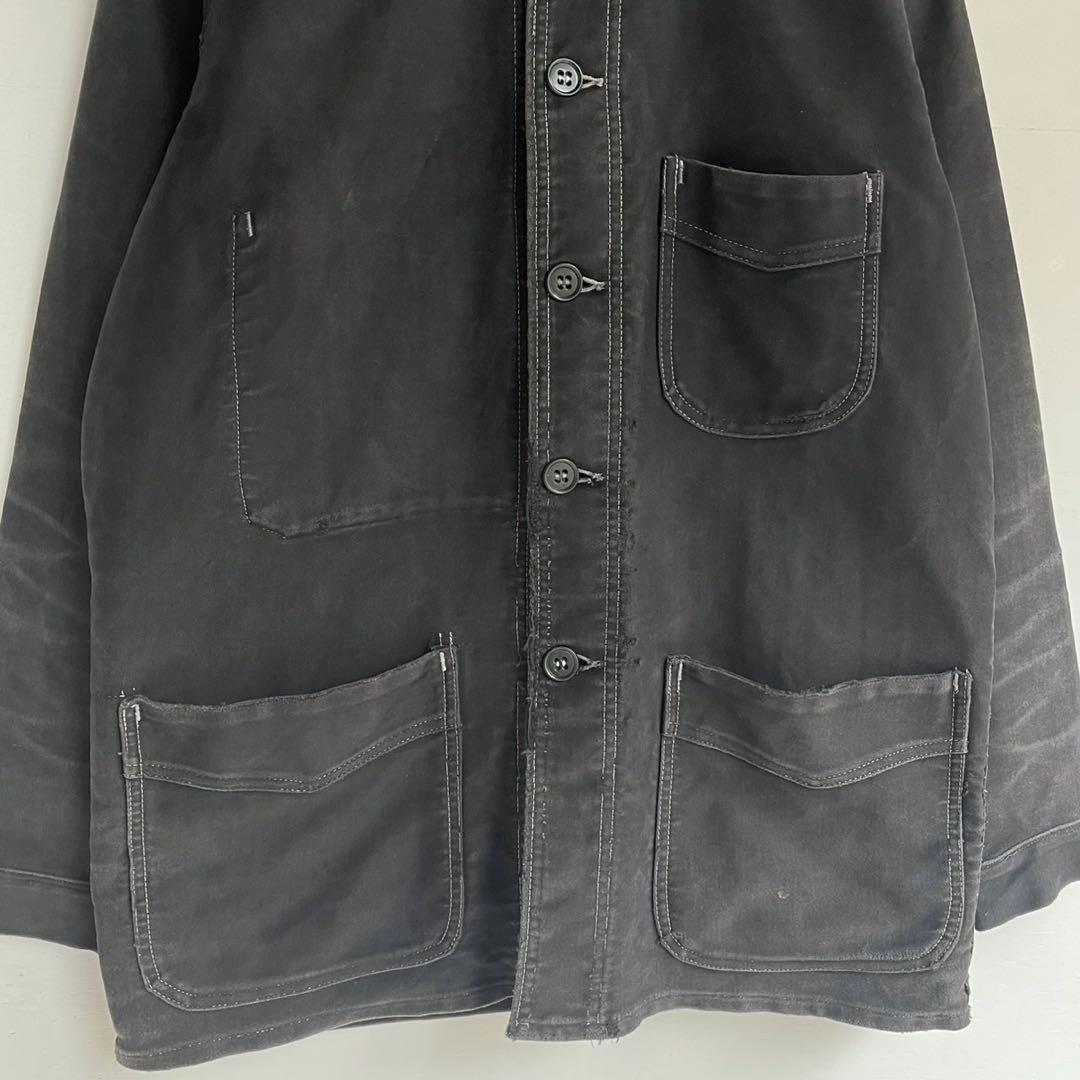 40s 50s アドルフラフォン ブラックモールスキンジャケット フレンチ 古着
