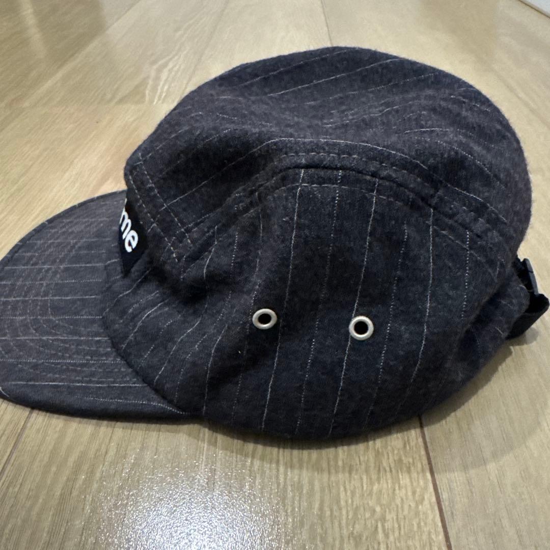 Supreme BOXロゴ　ストライプ柄キャップ ダークグレー