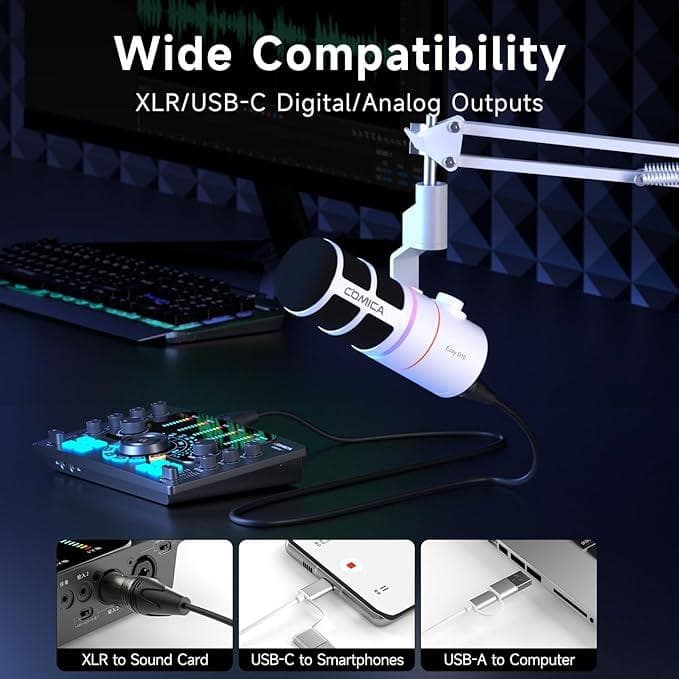 COMICA ダイナミックマイク USB/XLR EJoy D10 有線　白色