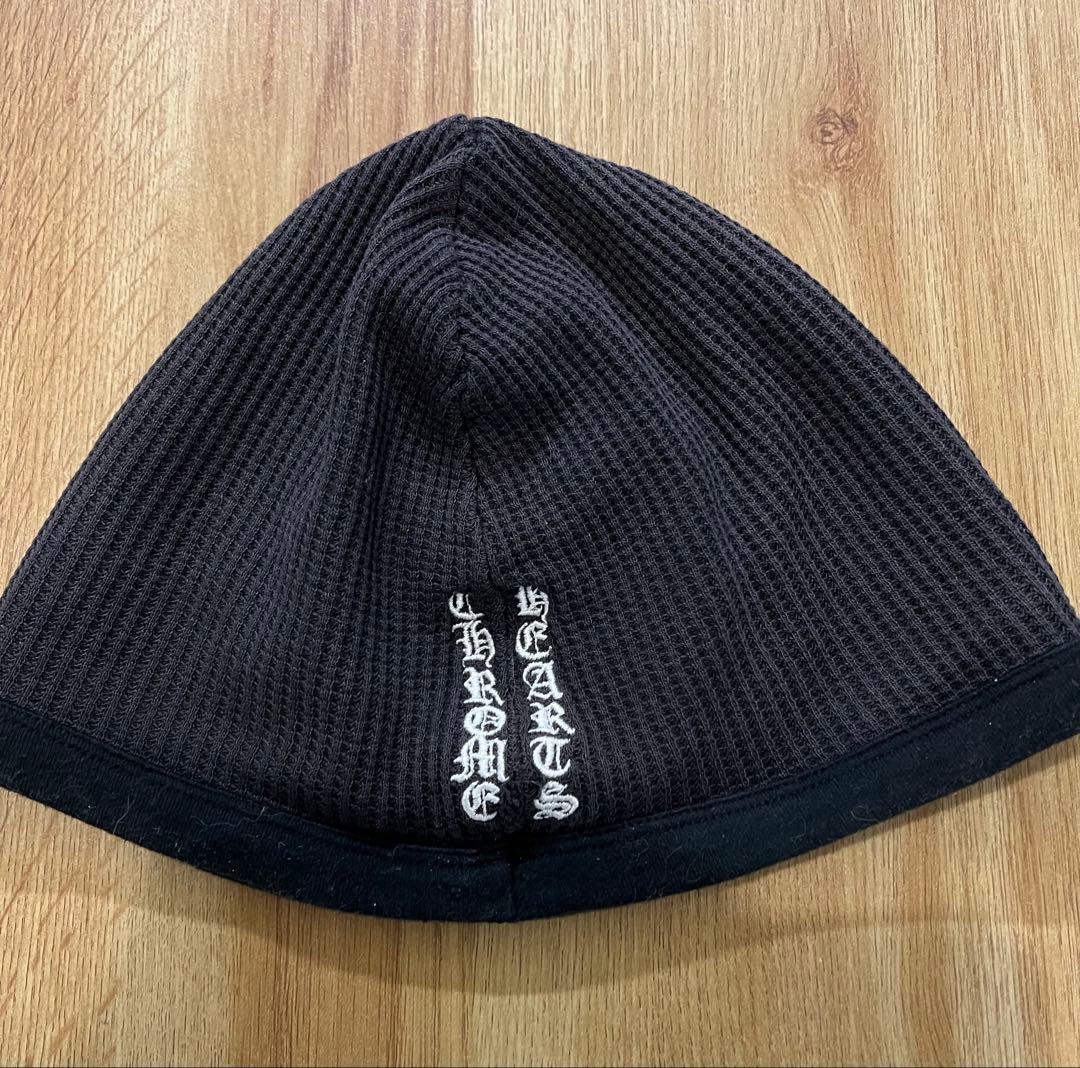 クロムハーツクロス刺繍 サーマル ニットキャップ ビーニー ニット帽 訳あり。