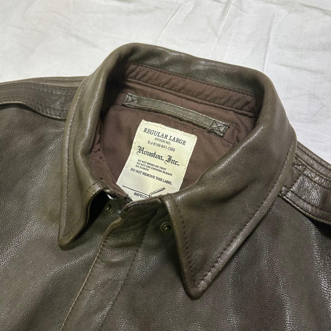 90's vintage レザー ブラウンジャケット 短丈　アメカジ　ARMY
