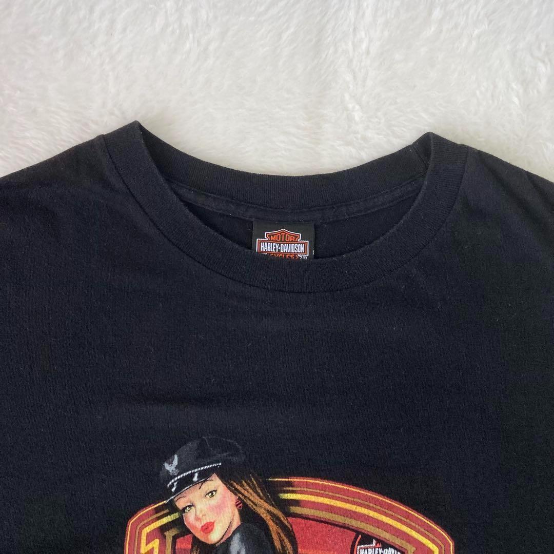 ⭐️美品⭐️ ハーレーダビッドソン　Tシャツ 黒　2XL　ピンナップガール　両面
