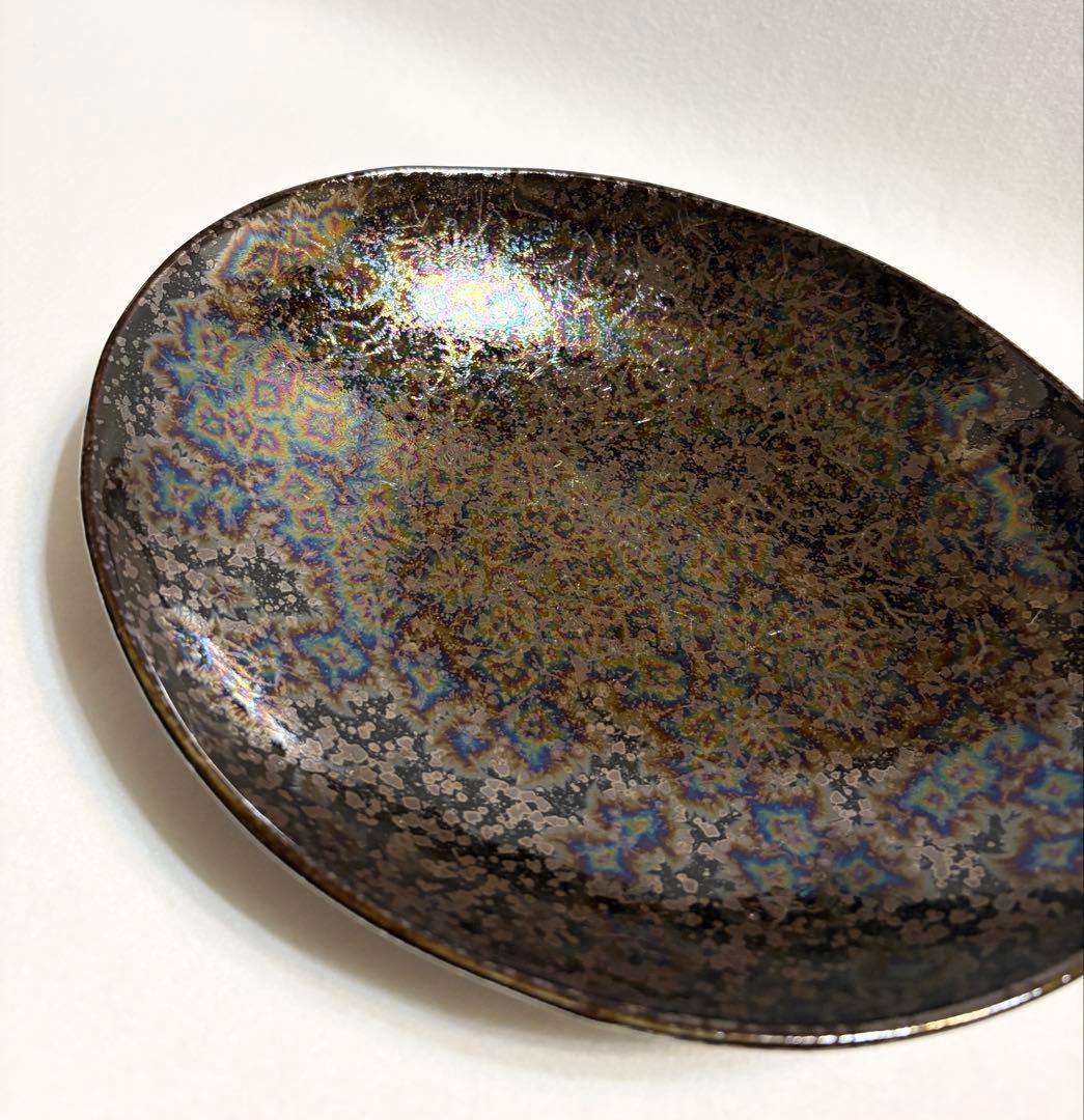 京焼 陶あん 星結晶 楕円皿 楕円鉢 和食器 陶芸 清水焼 結晶釉