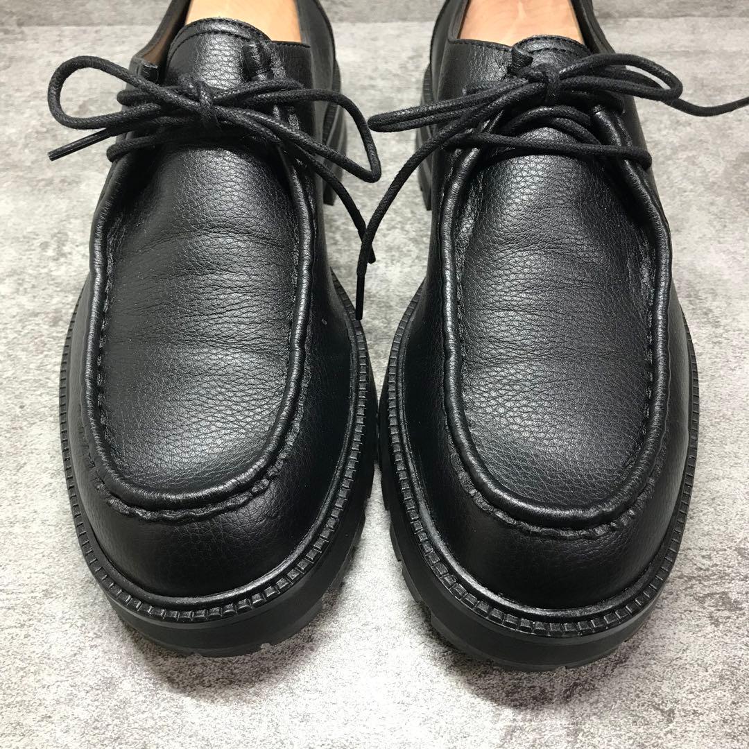 美品　ZARA モックトゥシューズ チロリアン ブラック レザー モカシン