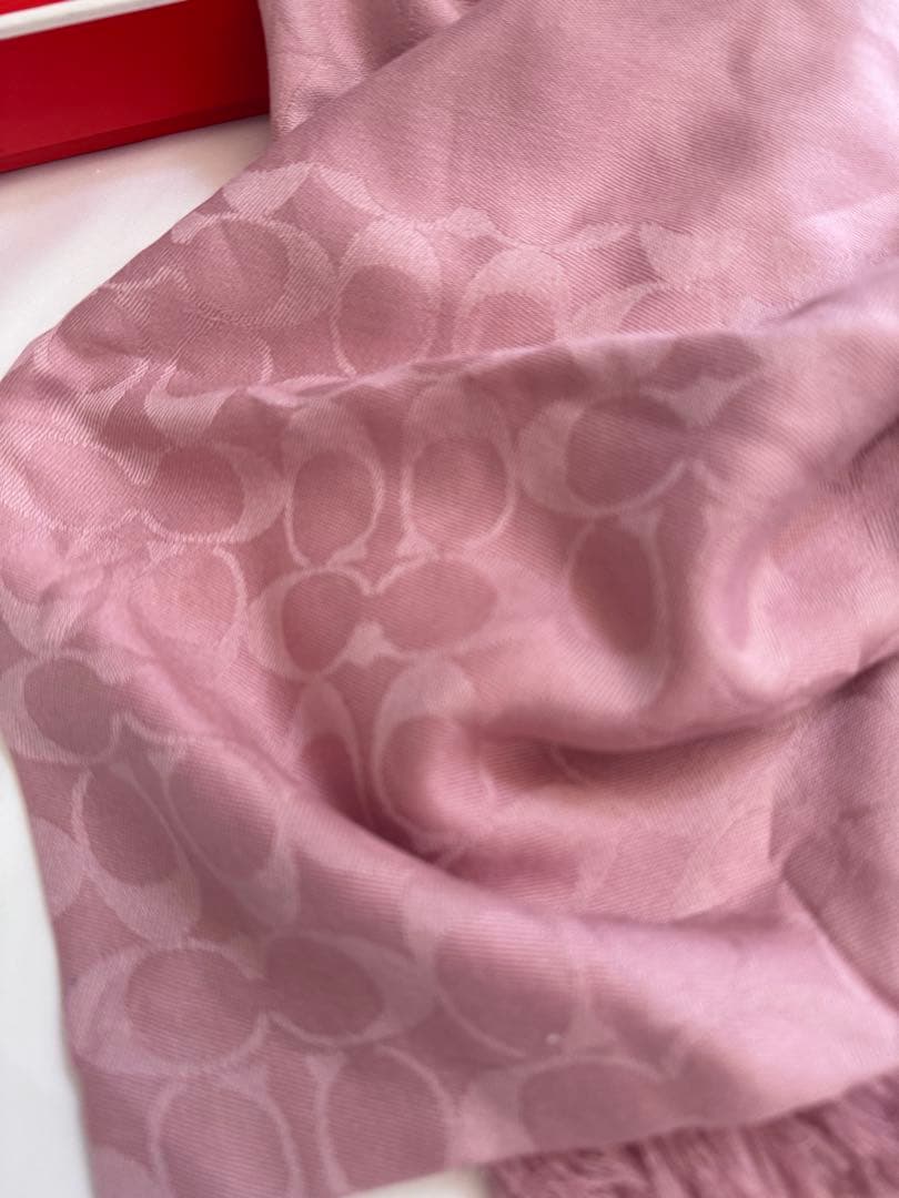 限定お値下げ中/美品/COACH ロゴ入りストール/ピンク/ショール