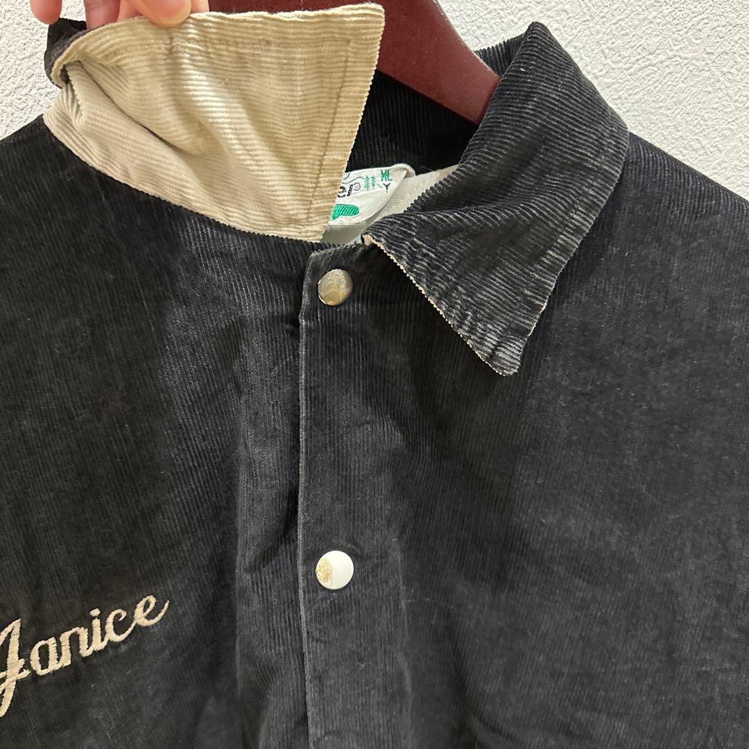 Janice 刺繍入り コーデュロイブラックジャケット XL