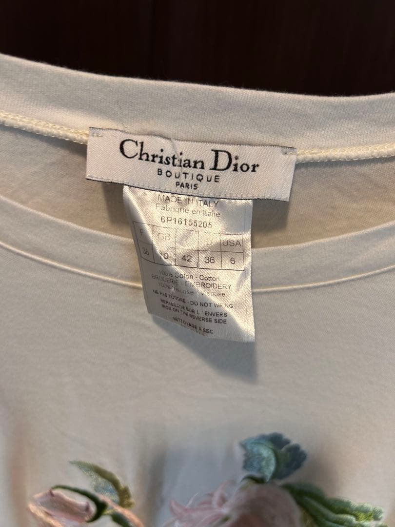 Christian Dior 花柄刺繍 Tシャツ 36