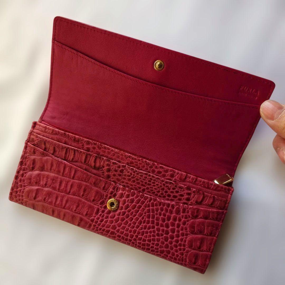 未使用 FURLA フルラ リザード型押しレザー長財布