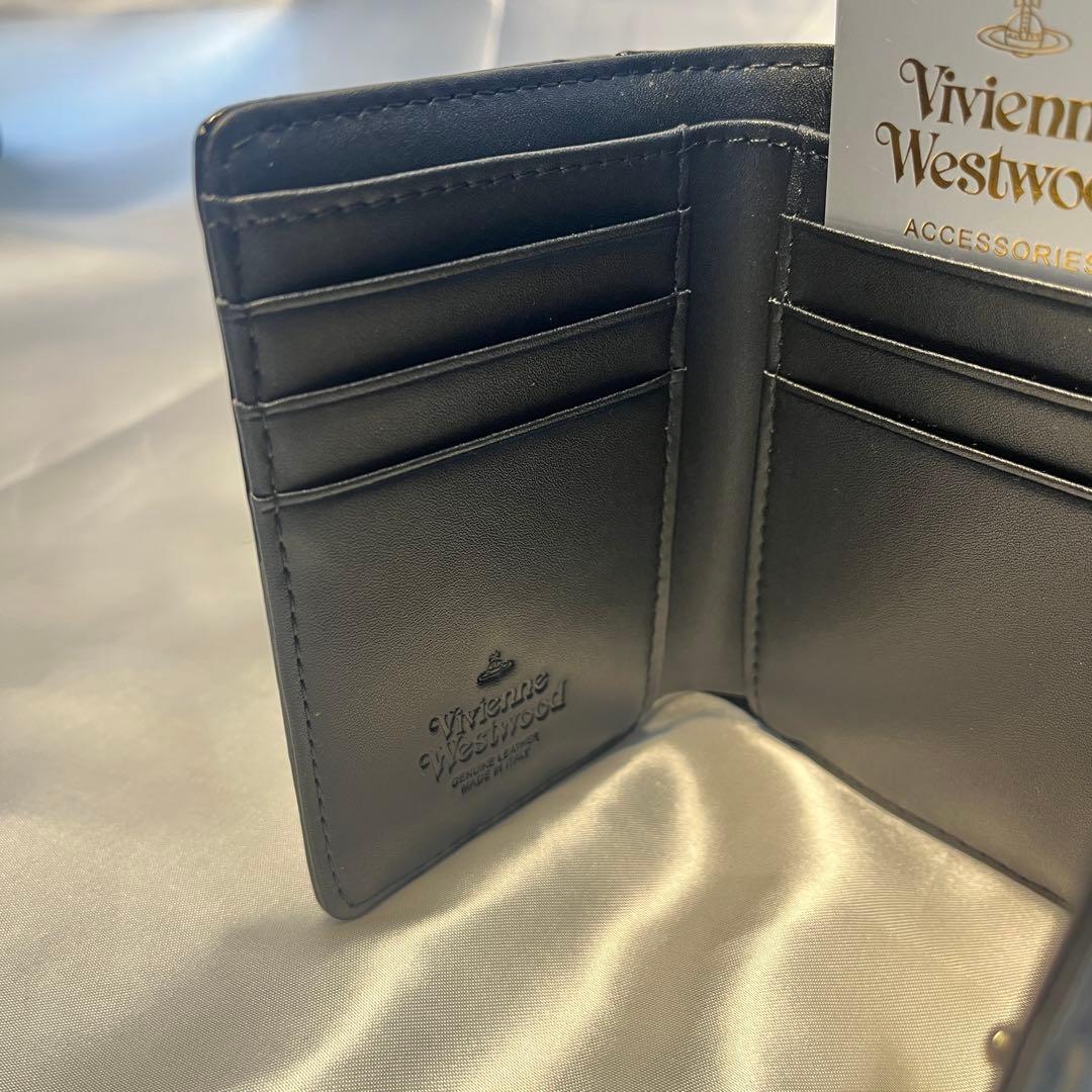 新品 Vivienne Westwood エナメル黒 三つ折り財布 バレンタイン