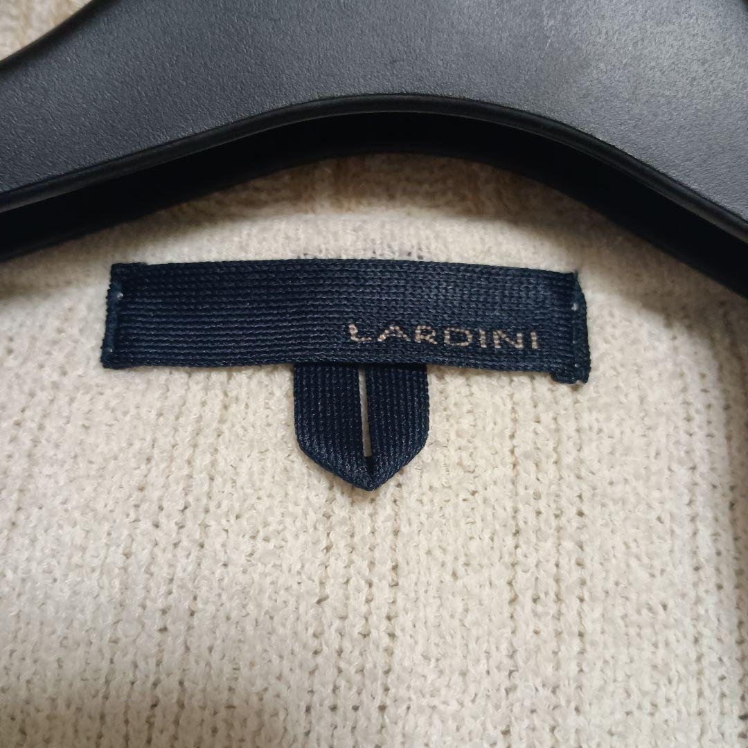 【LARDINI】アイボリー ニットジャケット M イタリア製 ブートニエール