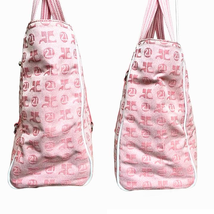 【超希少】 クレージュ courreges ピンク ボストンバッグ キャンバス