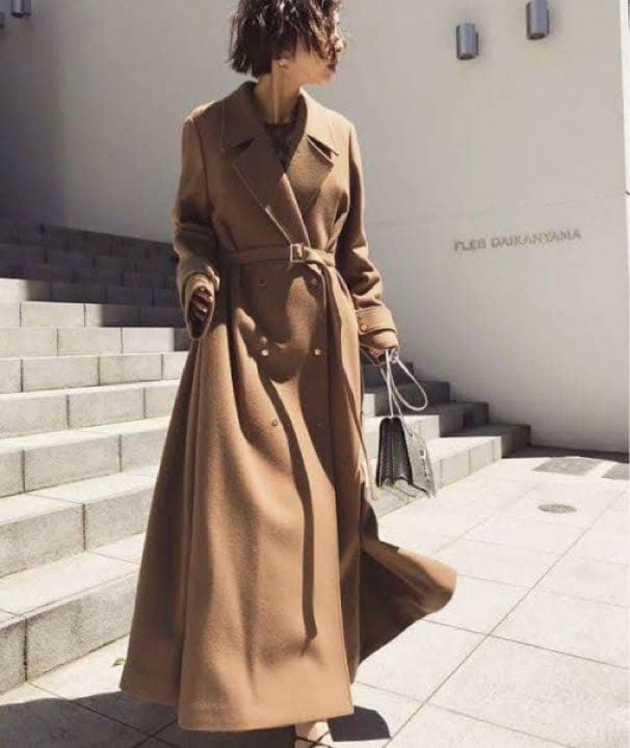 Ameri VINTAGE BELT FLARE LONG COAT Mサイズ