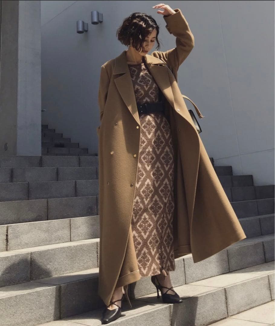 Ameri VINTAGE BELT FLARE LONG COAT Mサイズ