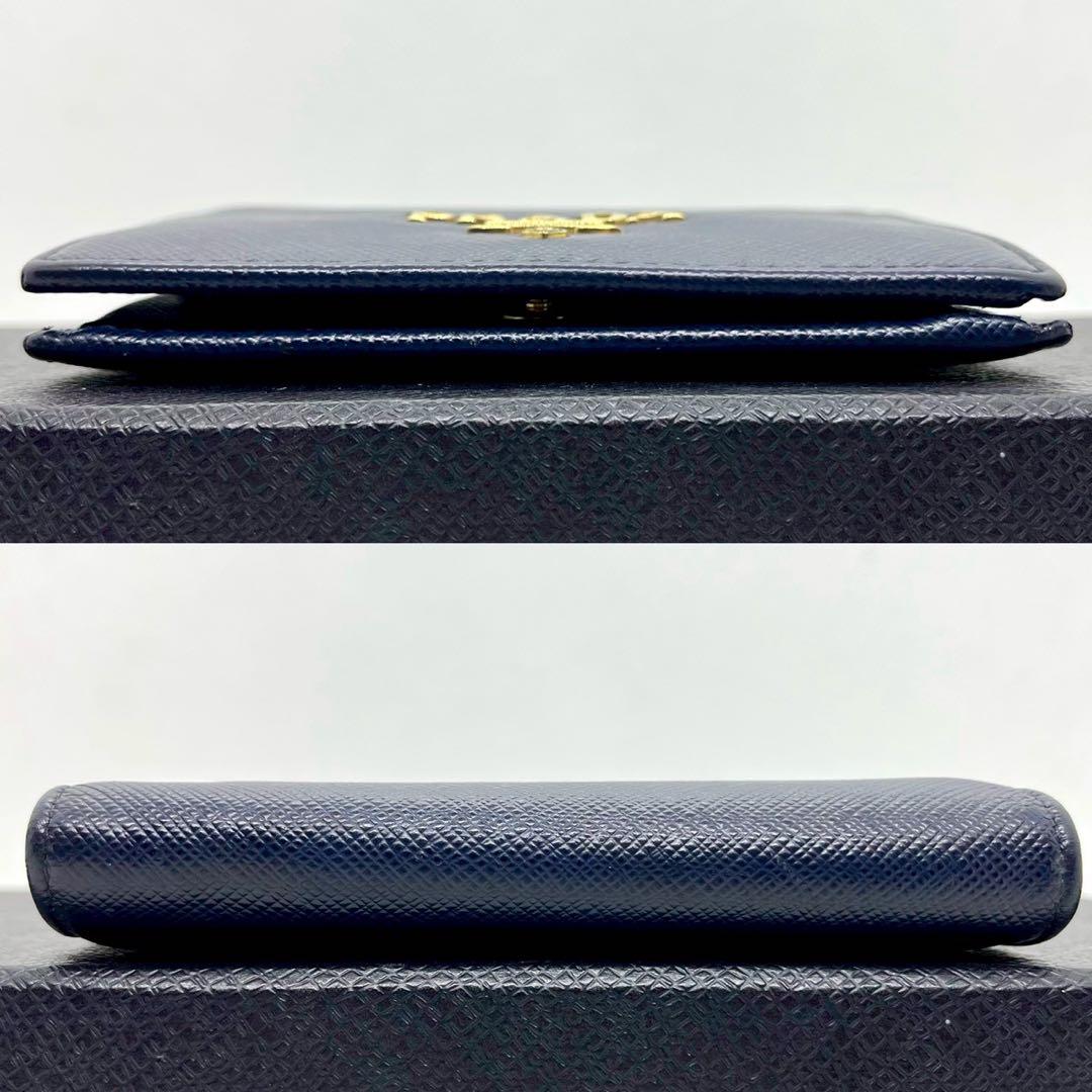 ◆入手困難◆PRADA 二つ折り財布 メタルロゴ サフィアーノ ネイビー