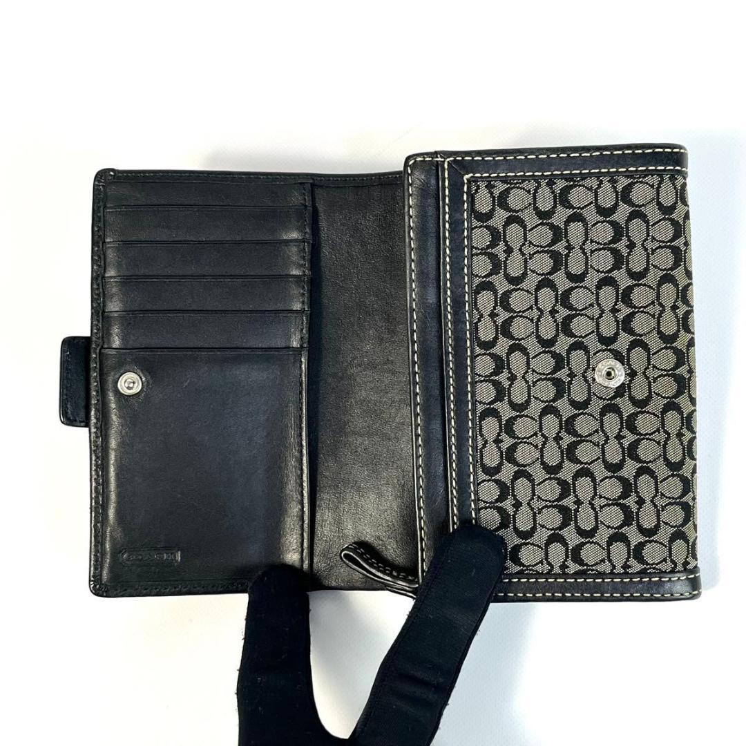 小物 Coach Soho Signature Flap Wallet Black