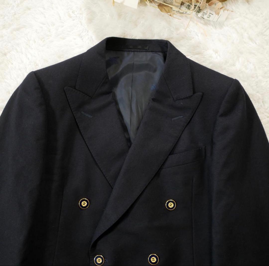 美品　BURBERRY　ダブルテーラードジャケット　金ボタン　紺ブレ　M ダブル