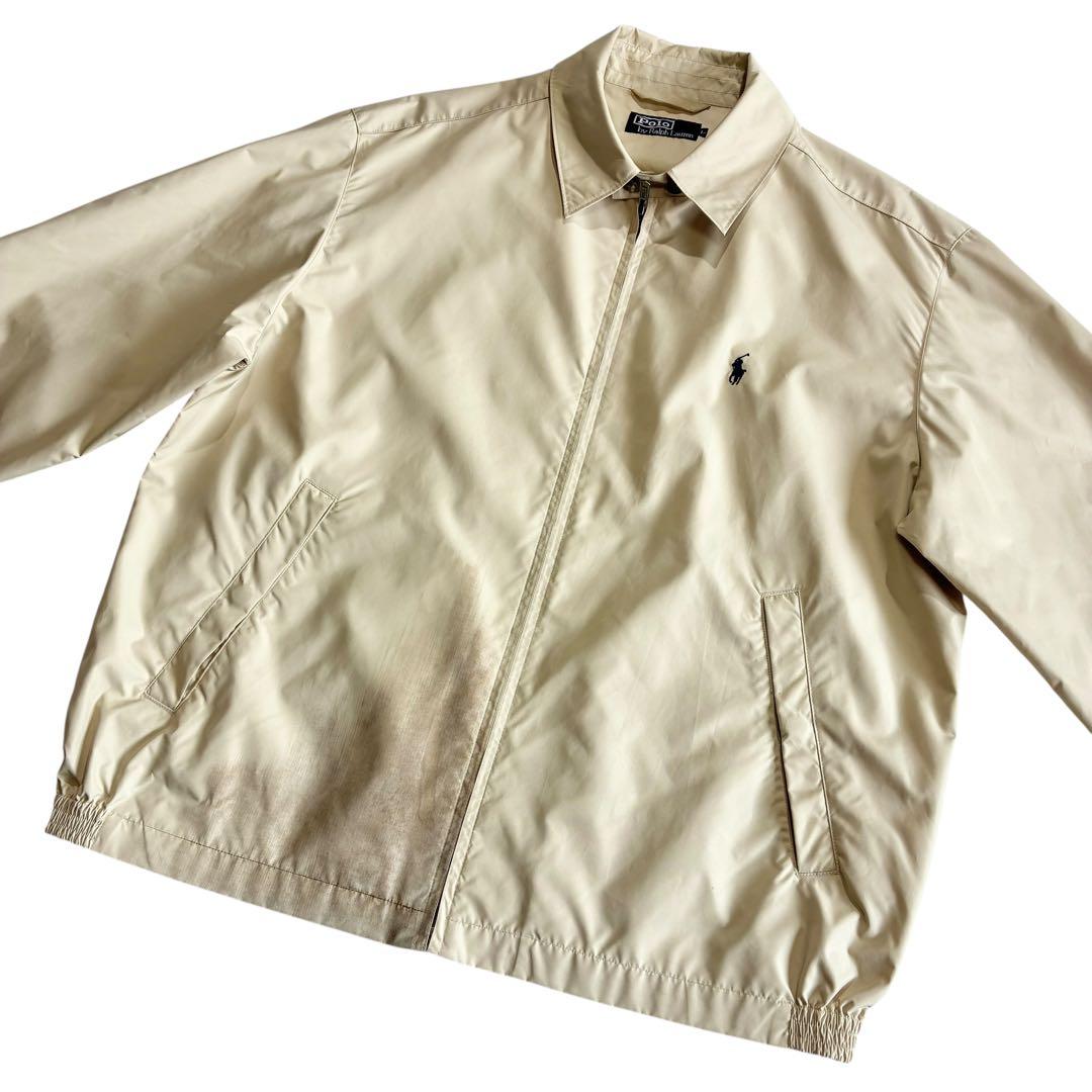 ポロラルフローレン ナイロン スイングトップ L ベージュ 紺 アクティ21