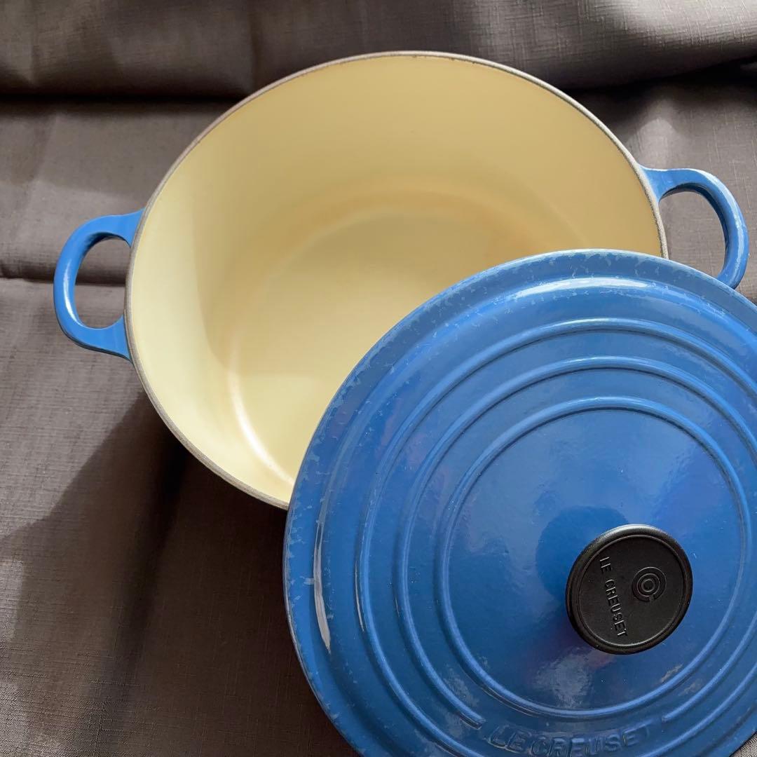 LE CREUSET 両手鍋 26cm レア旧ブルー
