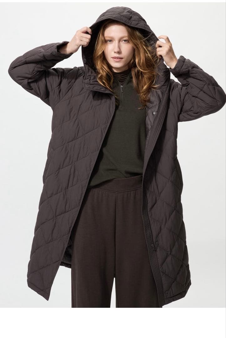 UNIQLO パフテックロングコートリラックスフィット　S ダークブラウン