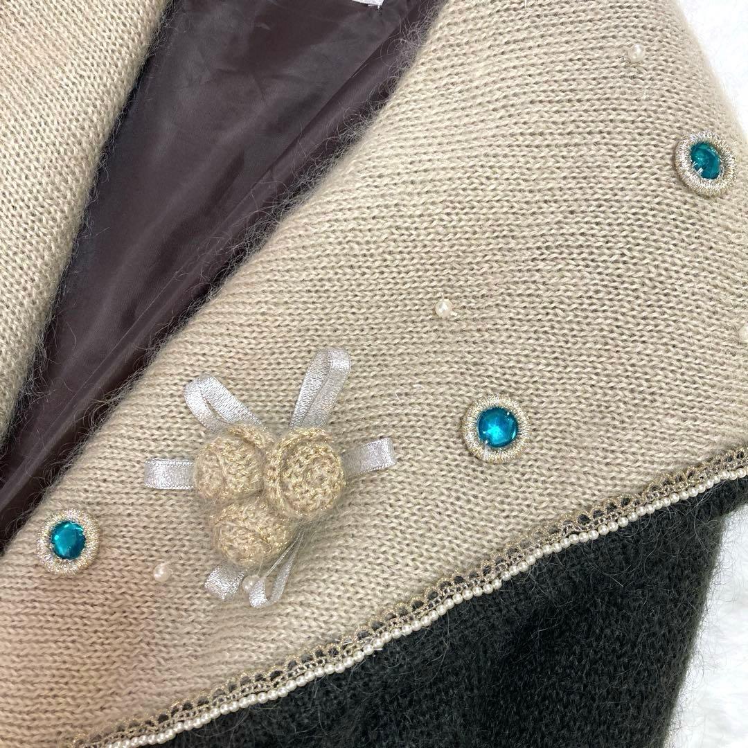 野茂むぎ様✨美品✨Piccola conte ビジュー　モヘヤ混　ニット　コート
