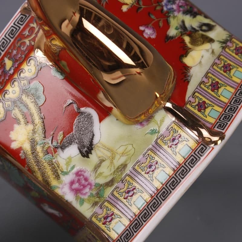 法郎彩描金花鳥茶壺 中国景徳鎮 茶器 茶壺