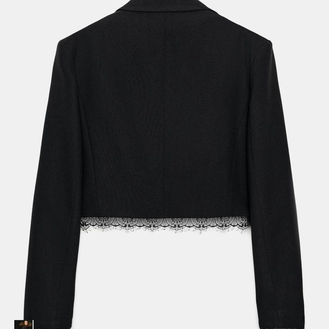 ZARA レーストリムクロップドブレザー　S
