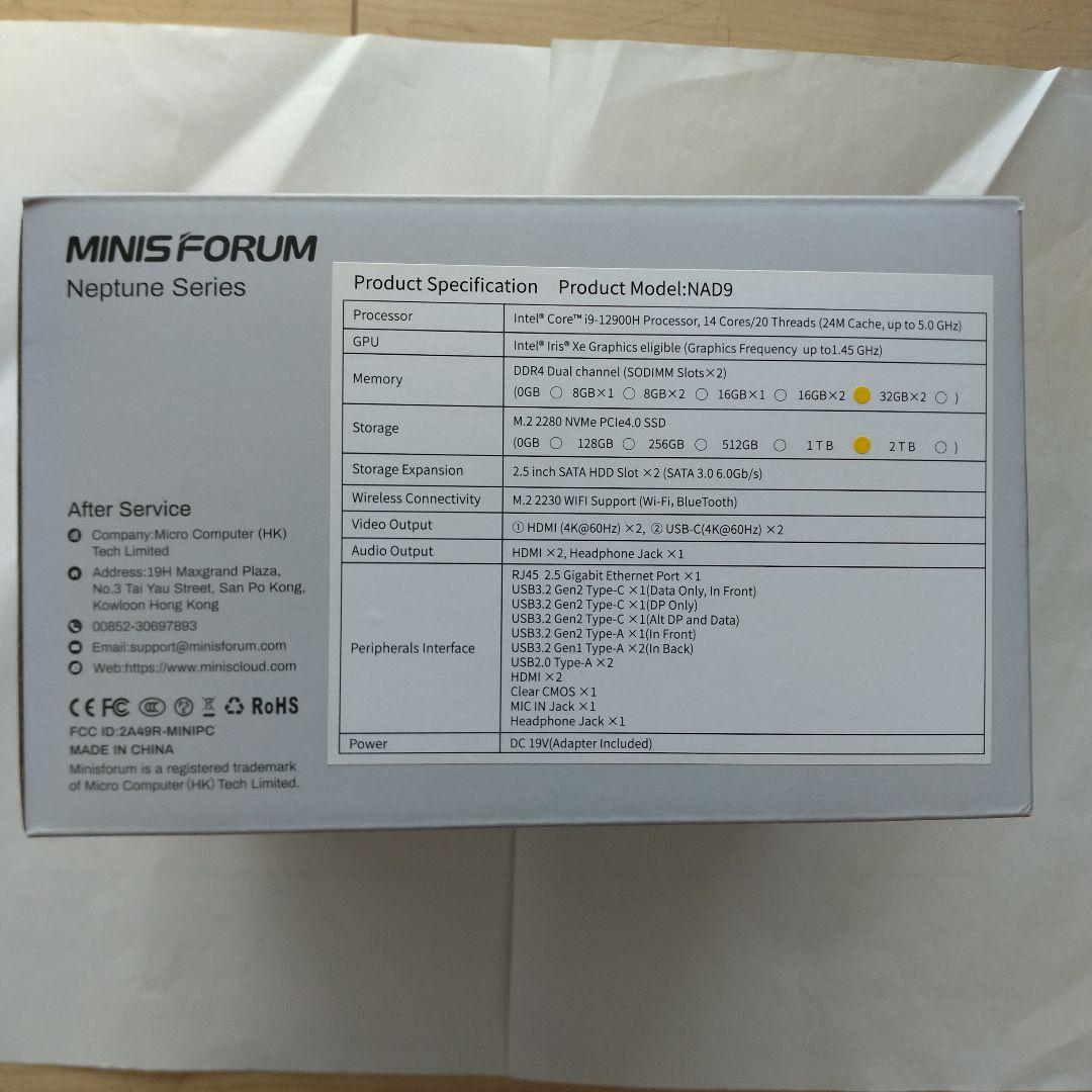 Windowsデスクトップ i9 12900H 32GB 1TB MINISFORUM NAD9