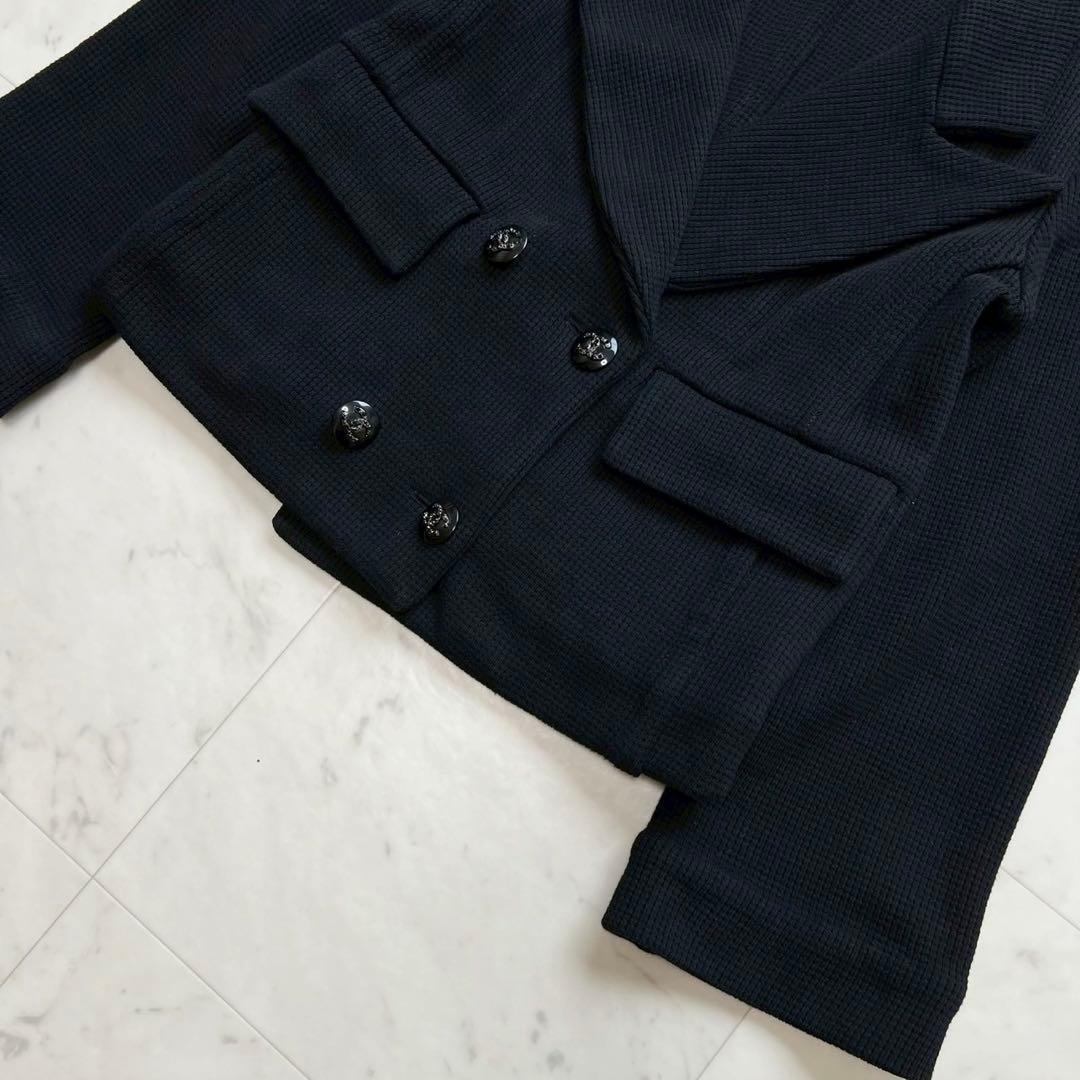 CHANEL 21C ラインストーンココマークボタン ワッフルダブルジャケット