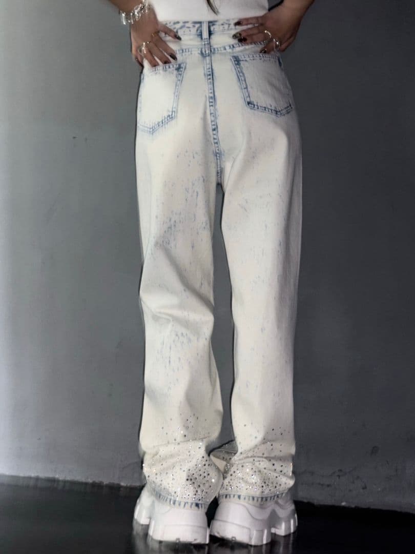 グラムリップス グラデストーン ストレート DENIM ホワイトブルー