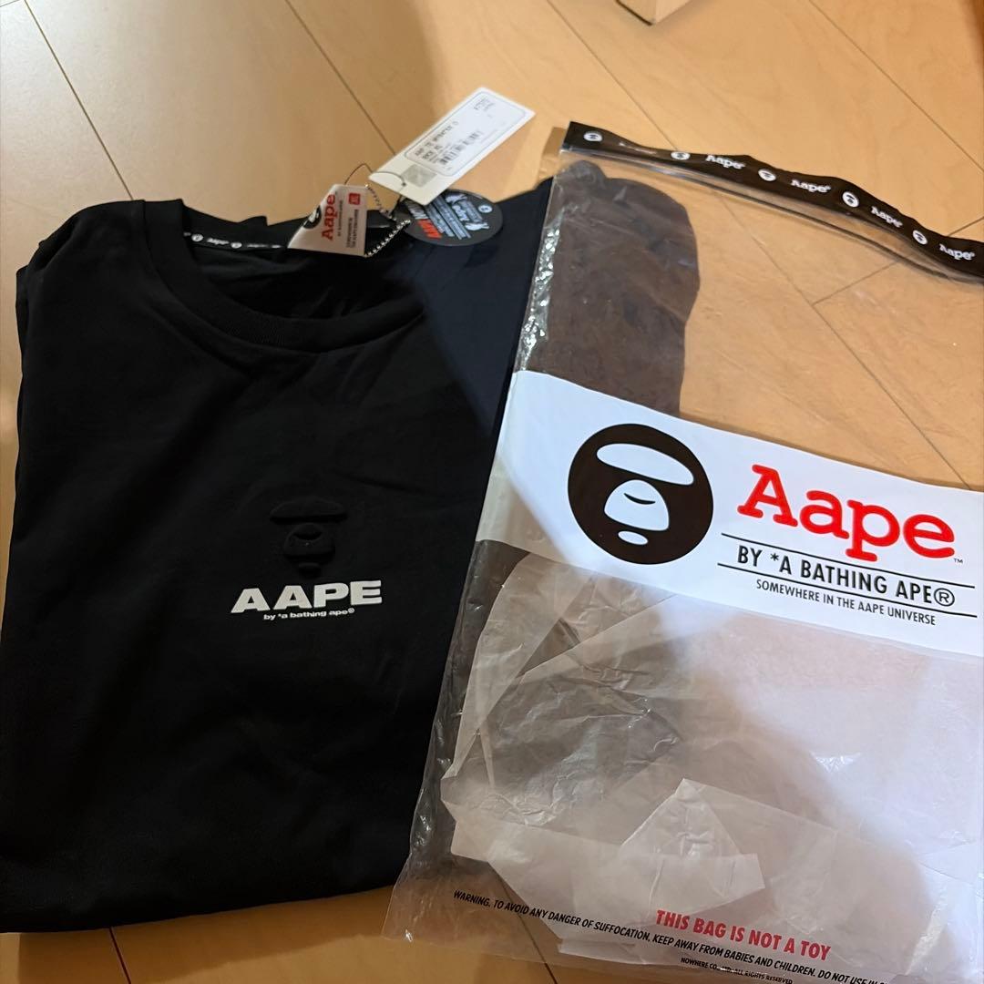 Aape 黒 Tシャツ ロゴ入り新品タグ付き