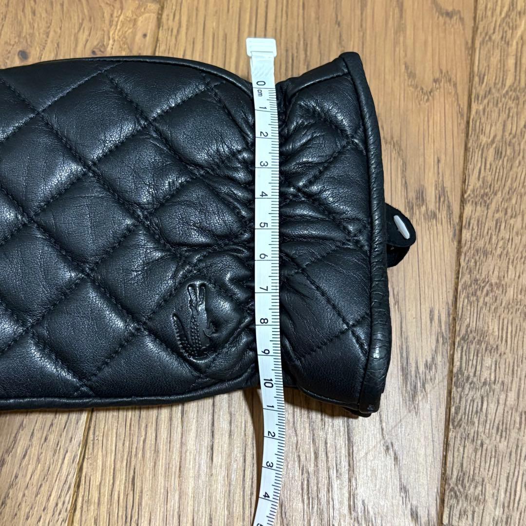 【新品】LACOSTE メンズ レザー手袋 黒 キルティング